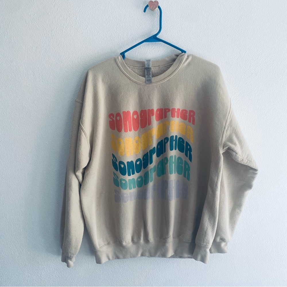 Gildan Sonographer tan crewneck sweatshirt